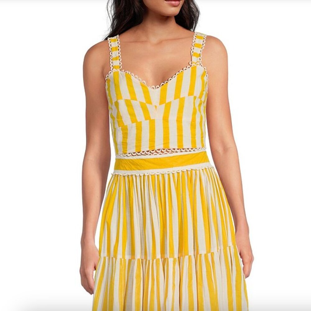 Mo Maya Le Soleil Stripe Print Sweetheart Neckline Sleeveless Bralette M/L NWT